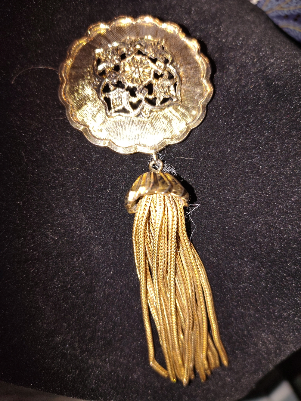 Les Bernard Vintage Gold Tassel Brooch - Elegant Women's Jewelry